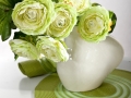 Biela keramika so zelenýmii kvetmi